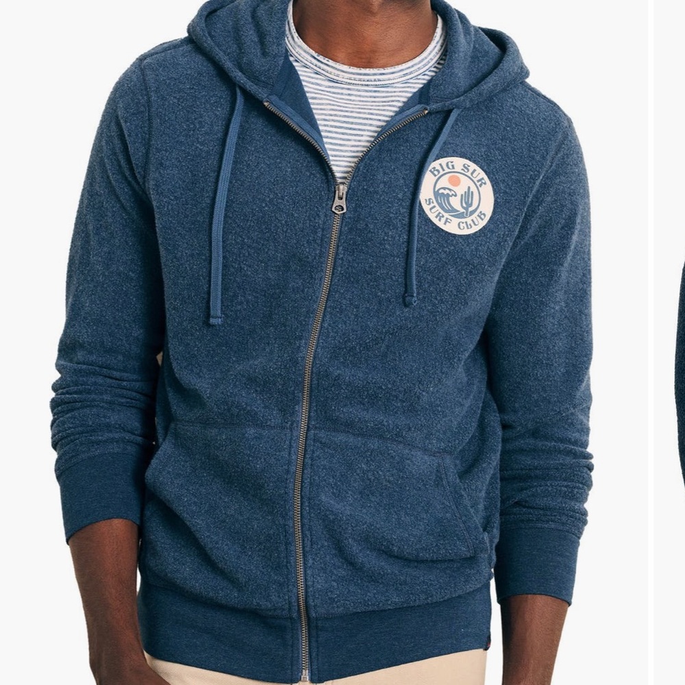Faherty Big Sur Beach Fleece Zip Jacket in Deep Navy